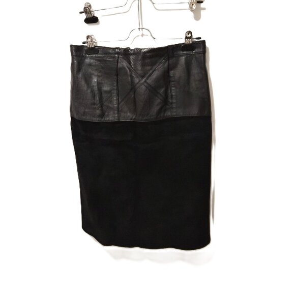 VTG 80–90s Dominic Bellissimo Lindzon Leather & Suede Skirt w/ Snakeskin Insert - Picture 7 of 7